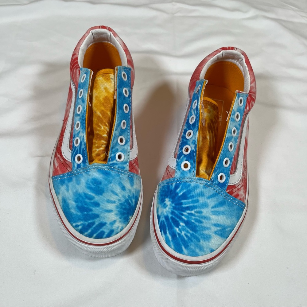 Vans Old School Unisex Juniors Tie Dye Block Multicolor‎ Shoes Sz 4 Missing Lace
